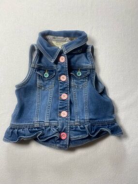 Matilda Jane Blue Denim Vest with Pink & Teal Buttons
